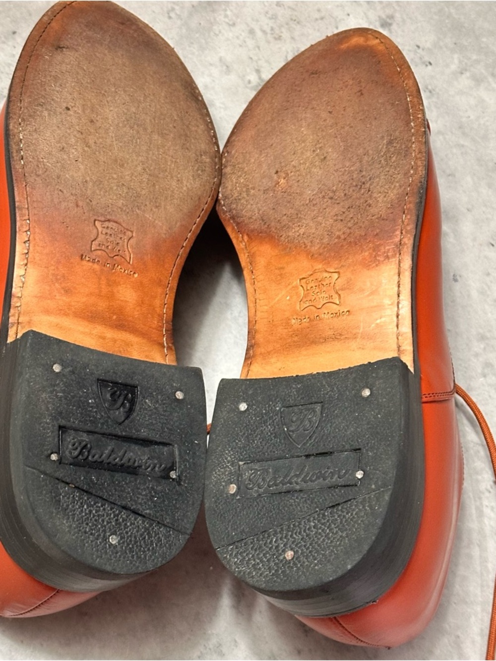Baldwin Cap Toe Oxford Dress Shoes – Orange Leather – Size 8.5 D - Picture 5 of 6